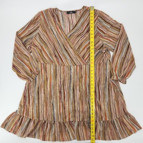 Agnes Orinda Dress Plus Size 3X Colorful Stripes Ruffle Boho Office Work Career - Picture 5 of 9